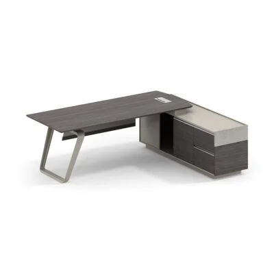 Modern L Shape Office Desk Elegant White Stone Decoration Executive Office Table - Image 2